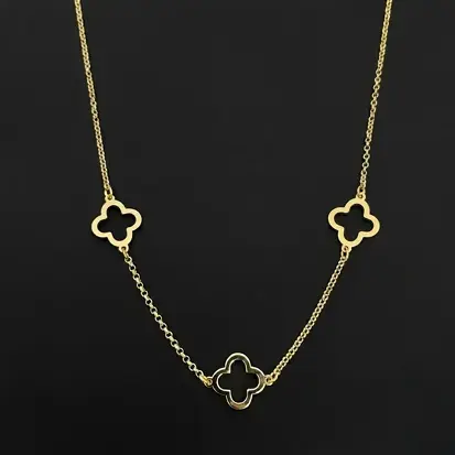 CHOCKER DOURADO VAZADO 3 TREVOS 35+5CM